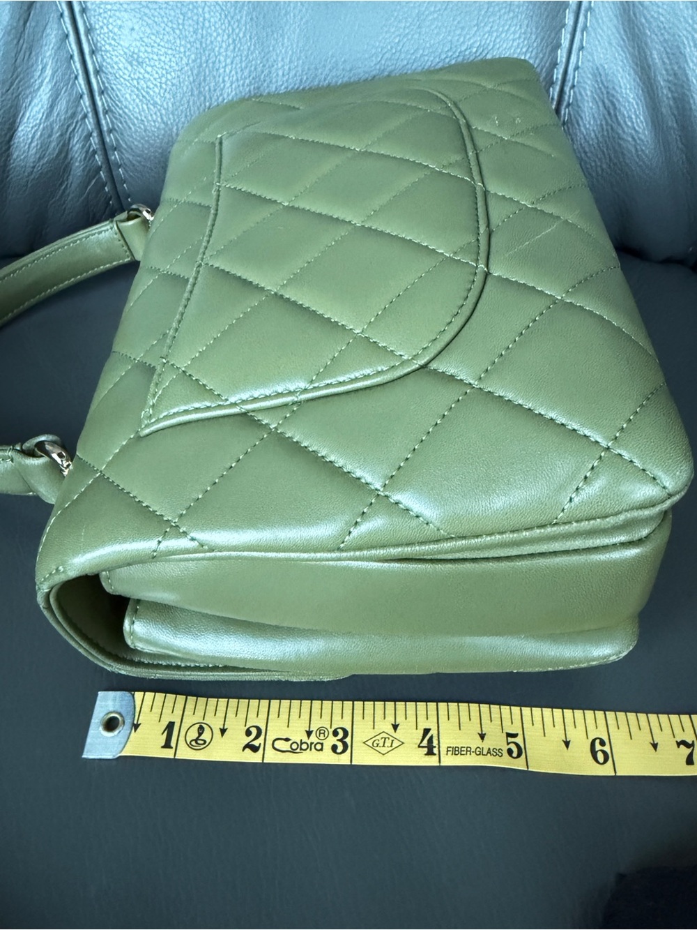 CHANEL Trendy CC Top Handle Olive Green Quilted Shoulder Bag with Gold Hardware - Picture 15 of 17
